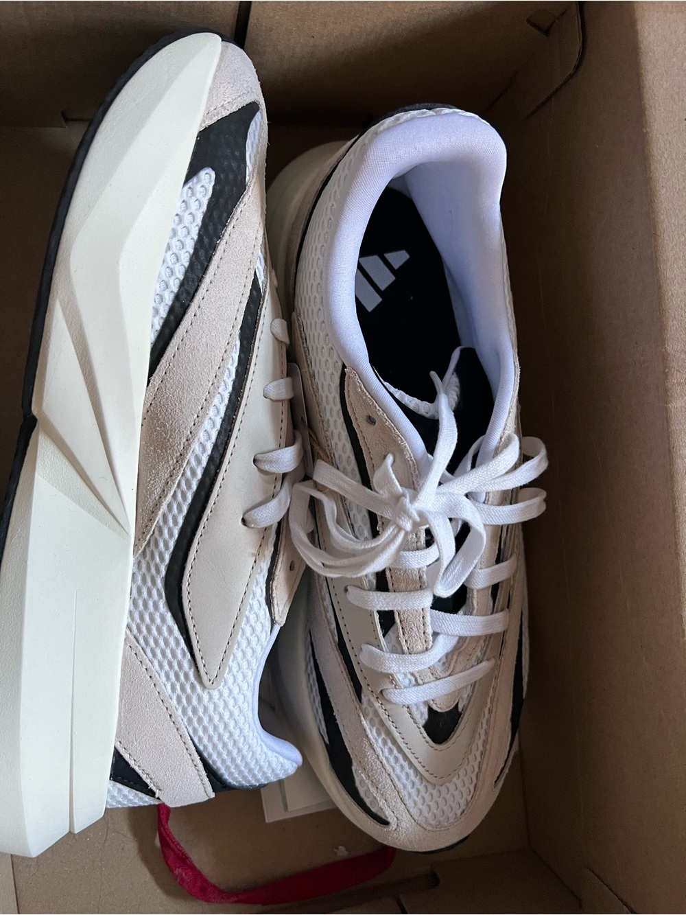 adidas White, Black & Cream Chunky Runner Sneakers